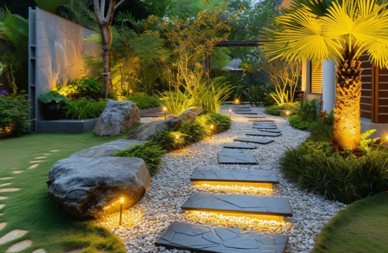 How to Place Solar Lights Around Garden Walkway Design Landscaping for a Magical Evening Look